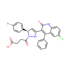 O=C(O)CCC(=O)N1NC(c2c(-c3ccccc3)c3cc(Cl)ccc3[nH]c2=O)=C[C@@H]1c1ccc(Br)cc1 ZINC000001832826