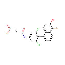 O=C(O)CCC(=O)Nc1cc(Cl)c(-c2cccc3c(Br)c(O)ccc23)c(Cl)c1 ZINC000028526465