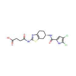 O=C(O)CCC(=O)Nc1nc2c(s1)C[C@@H](NC(=O)c1cc(Cl)c(Cl)[nH]1)CC2 ZINC000474609334