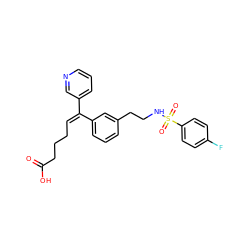 O=C(O)CCC/C=C(/c1cccnc1)c1cccc(CCNS(=O)(=O)c2ccc(F)cc2)c1 ZINC000027749868