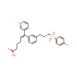 O=C(O)CCC/C=C(/c1cccnc1)c1cccc(CCNS(=O)(=O)c2ccc(I)cc2)c1 ZINC000027748650