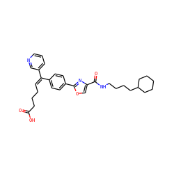 O=C(O)CCC/C=C(\c1ccc(-c2nc(C(=O)NCCCCC3CCCCC3)co2)cc1)c1cccnc1 ZINC000029563061