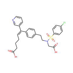 O=C(O)CCC/C=C(\c1ccc(CCN(CC(=O)O)S(=O)(=O)c2ccc(Cl)cc2)cc1)c1cccnc1 ZINC000027299134