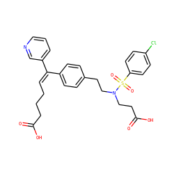 O=C(O)CCC/C=C(\c1ccc(CCN(CCC(=O)O)S(=O)(=O)c2ccc(Cl)cc2)cc1)c1cccnc1 ZINC000027307093