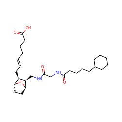 O=C(O)CCC/C=C/C[C@H]1[C@@H](CNC(=O)CNC(=O)CCCCC2CCCCC2)[C@H]2CC[C@H]1O2 ZINC000195266429