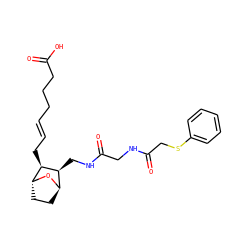 O=C(O)CCC/C=C/C[C@H]1[C@@H](CNC(=O)CNC(=O)CSc2ccccc2)[C@H]2CC[C@H]1O2 ZINC000169325648