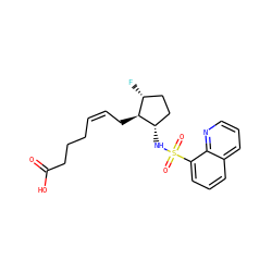 O=C(O)CCC/C=C\C[C@@H]1[C@@H](NS(=O)(=O)c2cccc3cccnc23)CC[C@H]1F ZINC000473235325