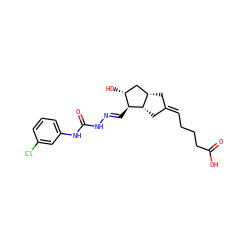 O=C(O)CCC/C=C1/C[C@H]2C[C@@H](O)[C@H](/C=N/NC(=O)Nc3cccc(Cl)c3)[C@H]2C1 ZINC000026163477