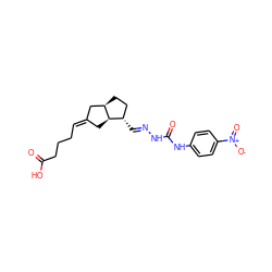 O=C(O)CCC/C=C1\C[C@@H]2[C@@H](/C=N/NC(=O)Nc3ccc([N+](=O)[O-])cc3)CC[C@@H]2C1 ZINC000026164932