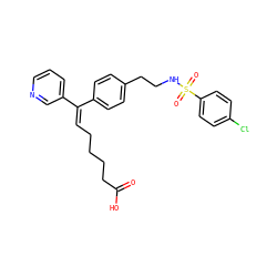 O=C(O)CCCC/C=C(\c1ccc(CCNS(=O)(=O)c2ccc(Cl)cc2)cc1)c1cccnc1 ZINC000013733220