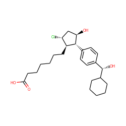 O=C(O)CCCCCC[C@@H]1[C@@H](c2ccc([C@H](O)C3CCCCC3)cc2)[C@H](O)C[C@H]1Cl ZINC000137011377