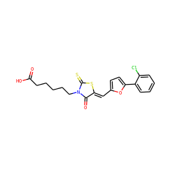 O=C(O)CCCCCN1C(=O)/C(=C/c2ccc(-c3ccccc3Cl)o2)SC1=S ZINC000001805118