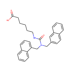 O=C(O)CCCCCNC(=O)N(Cc1ccc2ccccc2c1)Cc1cccc2ccccc12 ZINC000025984716