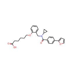 O=C(O)CCCCCOc1ccccc1CN(C(=O)c1ccc(-c2ccco2)cc1)C1CC1 ZINC000219436400