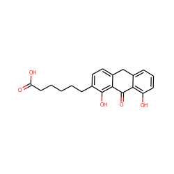 O=C(O)CCCCCc1ccc2c(c1O)C(=O)c1c(O)cccc1C2 ZINC000013606146