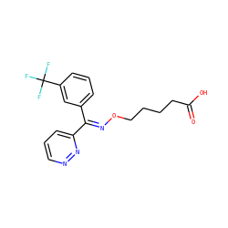 O=C(O)CCCCO/N=C(\c1cccc(C(F)(F)F)c1)c1cccnn1 ZINC000013759485