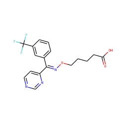 O=C(O)CCCCO/N=C(\c1cccc(C(F)(F)F)c1)c1ccncn1 ZINC000013759492