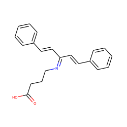 O=C(O)CCCN=C(/C=C/c1ccccc1)/C=C/c1ccccc1 ZINC000103193934