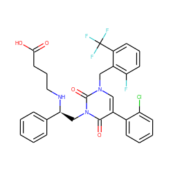 O=C(O)CCCN[C@@H](Cn1c(=O)c(-c2ccccc2Cl)cn(Cc2c(F)cccc2C(F)(F)F)c1=O)c1ccccc1 ZINC000006744500