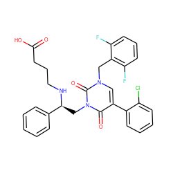 O=C(O)CCCN[C@@H](Cn1c(=O)c(-c2ccccc2Cl)cn(Cc2c(F)cccc2F)c1=O)c1ccccc1 ZINC000042919932