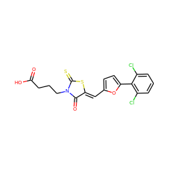 O=C(O)CCCN1C(=O)/C(=C/c2ccc(-c3c(Cl)cccc3Cl)o2)SC1=S ZINC000008763600