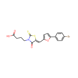 O=C(O)CCCN1C(=O)/C(=C/c2ccc(-c3ccc(Br)cc3)o2)SC1=S ZINC000002700771