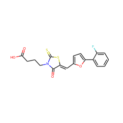 O=C(O)CCCN1C(=O)/C(=C/c2ccc(-c3ccccc3F)o2)SC1=S ZINC000005013972