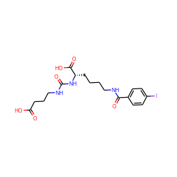 O=C(O)CCCNC(=O)N[C@@H](CCCCNC(=O)c1ccc(I)cc1)C(=O)O ZINC000045390615