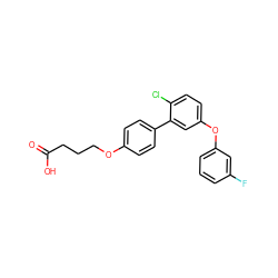 O=C(O)CCCOc1ccc(-c2cc(Oc3cccc(F)c3)ccc2Cl)cc1 ZINC001772655817