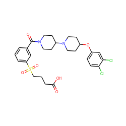 O=C(O)CCCS(=O)(=O)c1cccc(C(=O)N2CCC(N3CCC(Oc4ccc(Cl)c(Cl)c4)CC3)CC2)c1 ZINC000095553361