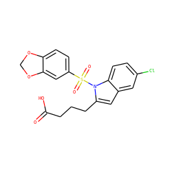 O=C(O)CCCc1cc2cc(Cl)ccc2n1S(=O)(=O)c1ccc2c(c1)OCO2 ZINC000034842880