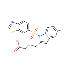 O=C(O)CCCc1cc2cc(Cl)ccc2n1S(=O)(=O)c1ccc2ncsc2c1 ZINC000139687570