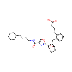 O=C(O)CCCc1ccccc1C[C@@H]1[C@H]2CC[C@@H](O2)[C@@H]1c1nc(C(=O)NCCCCC2CCCCC2)co1 ZINC000169304420