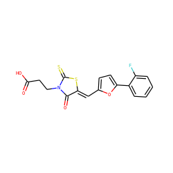 O=C(O)CCN1C(=O)/C(=C/c2ccc(-c3ccccc3F)o2)SC1=S ZINC000005013968