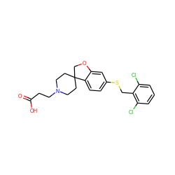 O=C(O)CCN1CCC2(CC1)COc1cc(SCc3c(Cl)cccc3Cl)ccc12 ZINC000113579360