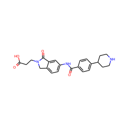 O=C(O)CCN1Cc2ccc(NC(=O)c3ccc(C4CCNCC4)cc3)cc2C1=O ZINC000072105024