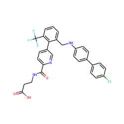 O=C(O)CCNC(=O)c1ccc(-c2c(CNc3ccc(-c4ccc(Cl)cc4)cc3)cccc2C(F)(F)F)cn1 ZINC000148189980