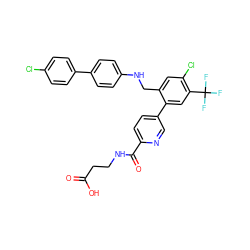 O=C(O)CCNC(=O)c1ccc(-c2cc(C(F)(F)F)c(Cl)cc2CNc2ccc(-c3ccc(Cl)cc3)cc2)cn1 ZINC000148177432