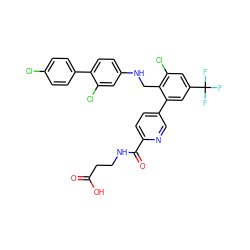 O=C(O)CCNC(=O)c1ccc(-c2cc(C(F)(F)F)cc(Cl)c2CNc2ccc(-c3ccc(Cl)cc3)c(Cl)c2)cn1 ZINC000169702704