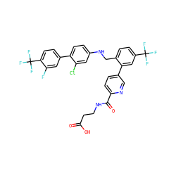 O=C(O)CCNC(=O)c1ccc(-c2cc(C(F)(F)F)ccc2CNc2ccc(-c3ccc(C(F)(F)F)c(F)c3)c(Cl)c2)cn1 ZINC000169702698