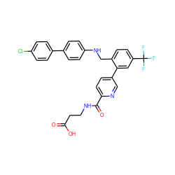 O=C(O)CCNC(=O)c1ccc(-c2cc(C(F)(F)F)ccc2CNc2ccc(-c3ccc(Cl)cc3)cc2)cn1 ZINC000148692545