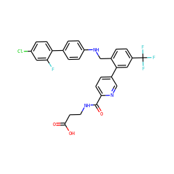 O=C(O)CCNC(=O)c1ccc(-c2cc(C(F)(F)F)ccc2CNc2ccc(-c3ccc(Cl)cc3F)cc2)cn1 ZINC000148488467