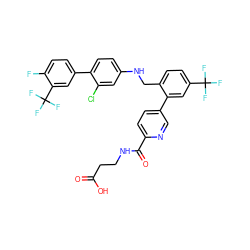 O=C(O)CCNC(=O)c1ccc(-c2cc(C(F)(F)F)ccc2CNc2ccc(-c3ccc(F)c(C(F)(F)F)c3)c(Cl)c2)cn1 ZINC000169702695