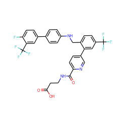 O=C(O)CCNC(=O)c1ccc(-c2cc(C(F)(F)F)ccc2CNc2ccc(-c3ccc(F)c(C(F)(F)F)c3)cc2)cn1 ZINC000148355257