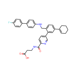 O=C(O)CCNC(=O)c1ccc(-c2cc(C3=CCCCC3)ccc2CNc2ccc(-c3ccc(F)cc3)cc2)cn1 ZINC000148797275