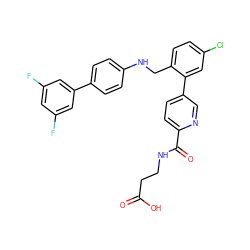 O=C(O)CCNC(=O)c1ccc(-c2cc(Cl)ccc2CNc2ccc(-c3cc(F)cc(F)c3)cc2)cn1 ZINC000148347096