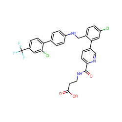 O=C(O)CCNC(=O)c1ccc(-c2cc(Cl)ccc2CNc2ccc(-c3ccc(C(F)(F)F)cc3Cl)cc2)cn1 ZINC000148655074