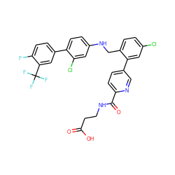 O=C(O)CCNC(=O)c1ccc(-c2cc(Cl)ccc2CNc2ccc(-c3ccc(F)c(C(F)(F)F)c3)c(Cl)c2)cn1 ZINC000148125298