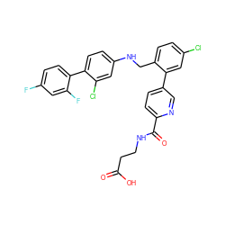 O=C(O)CCNC(=O)c1ccc(-c2cc(Cl)ccc2CNc2ccc(-c3ccc(F)cc3F)c(Cl)c2)cn1 ZINC000148532455