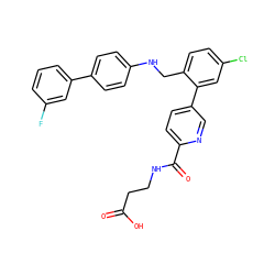 O=C(O)CCNC(=O)c1ccc(-c2cc(Cl)ccc2CNc2ccc(-c3cccc(F)c3)cc2)cn1 ZINC000148481887